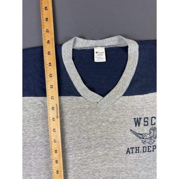 Rare Vintage 80s 90s Champion Sportswear WSC Athletic Department V Neck Shirt T - Picture 10 of 10